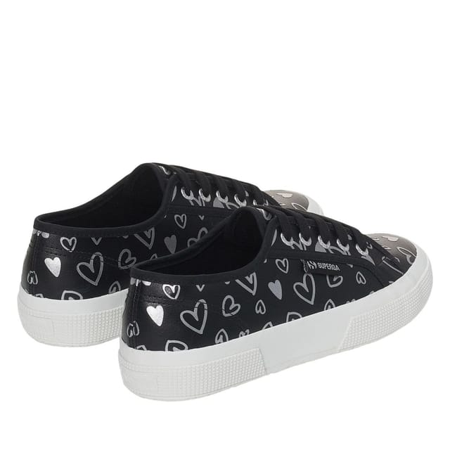 Superga Superga Women's Hearts Vegan Leather Trainers in Black - 2