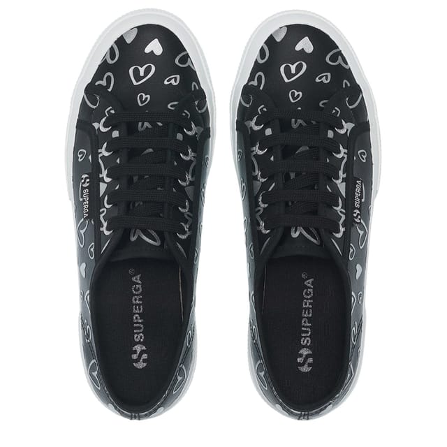Superga Superga Women's Hearts Vegan Leather Trainers in Black - 3