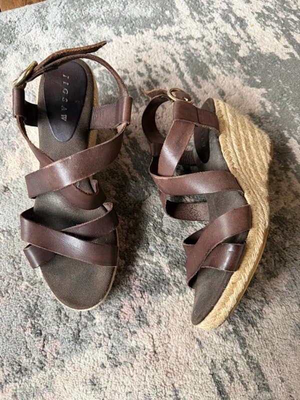 Jigsaw Chocolate brown real Leather strappy wedge sandals from Jigsaw. Size 5