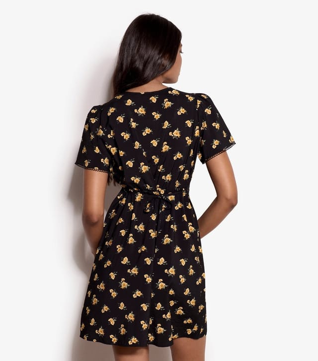 Apricot Women's Black Floral V-Neck Dress Apricot New Look - 3