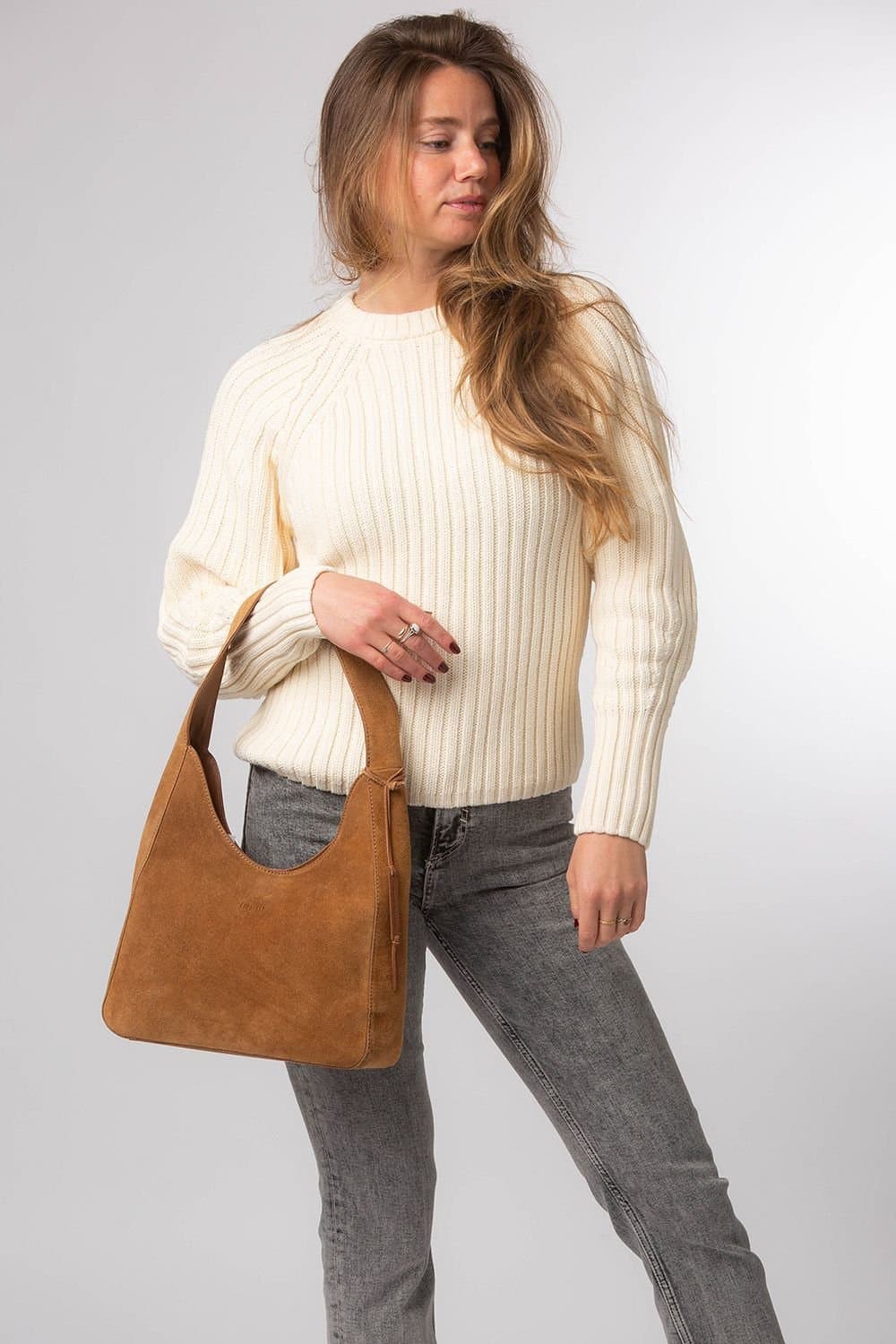 Cultured London Cultured London Women's 'Eloise' Suede & Leather Handbag in Tan