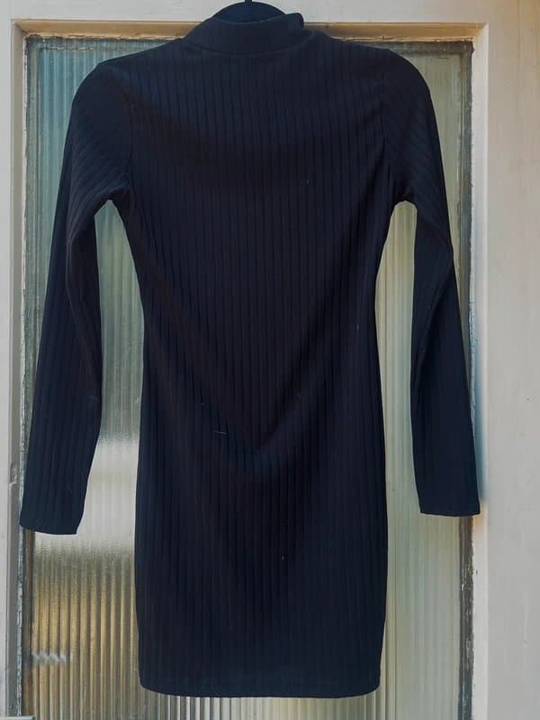 I Saw it First black mini dress with full length silver zip