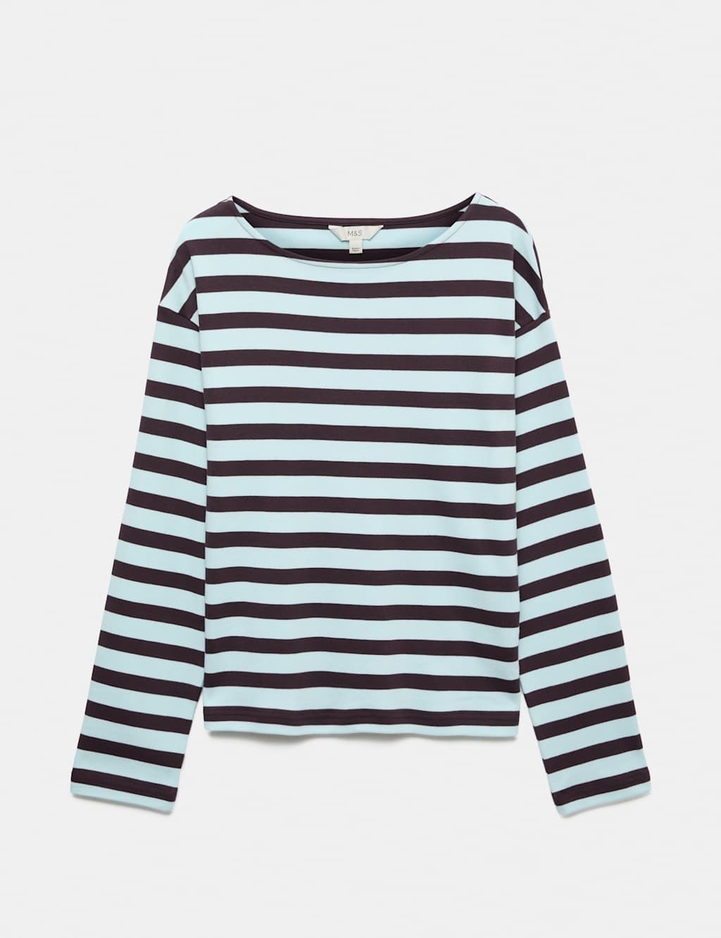 Marks & Spencer M&S Pure Cotton Striped Crew Neck T-Shirt Blue Mix