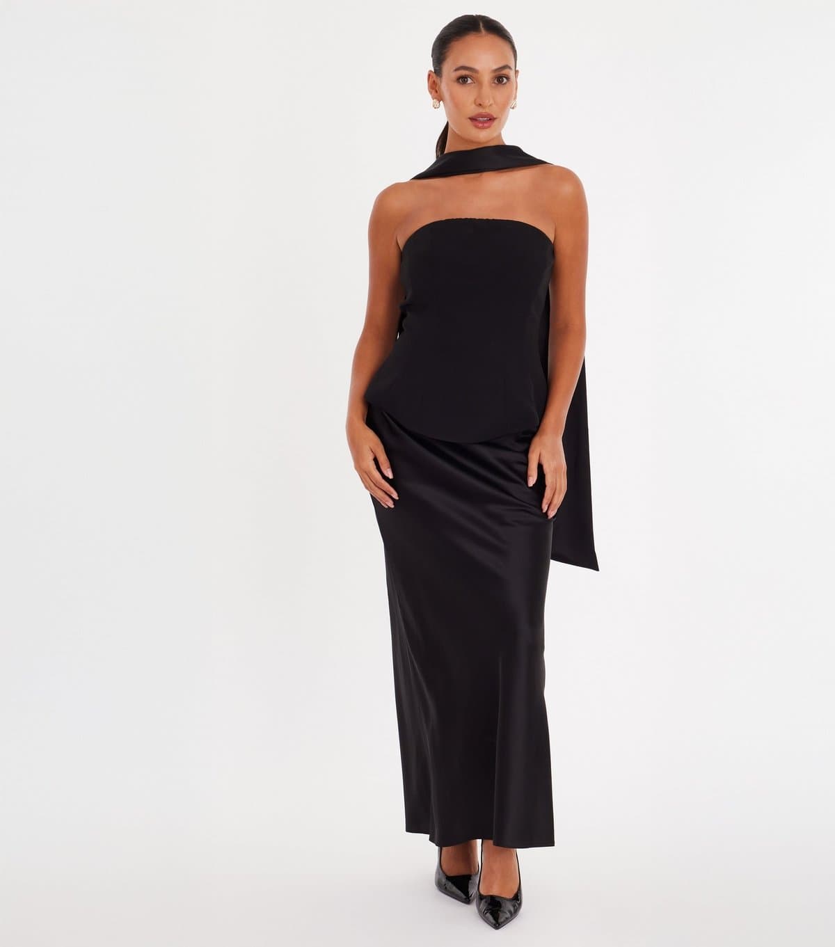 Quiz Women's Petite Black Strapless Maxi Dress Quiz New Look