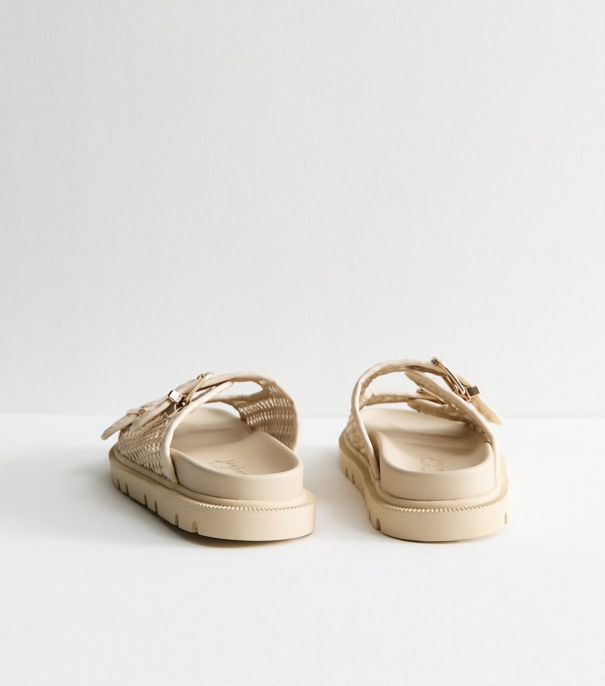 New Look Women's Off White Basket Weave Buckled Strap Sandals New Look - 4