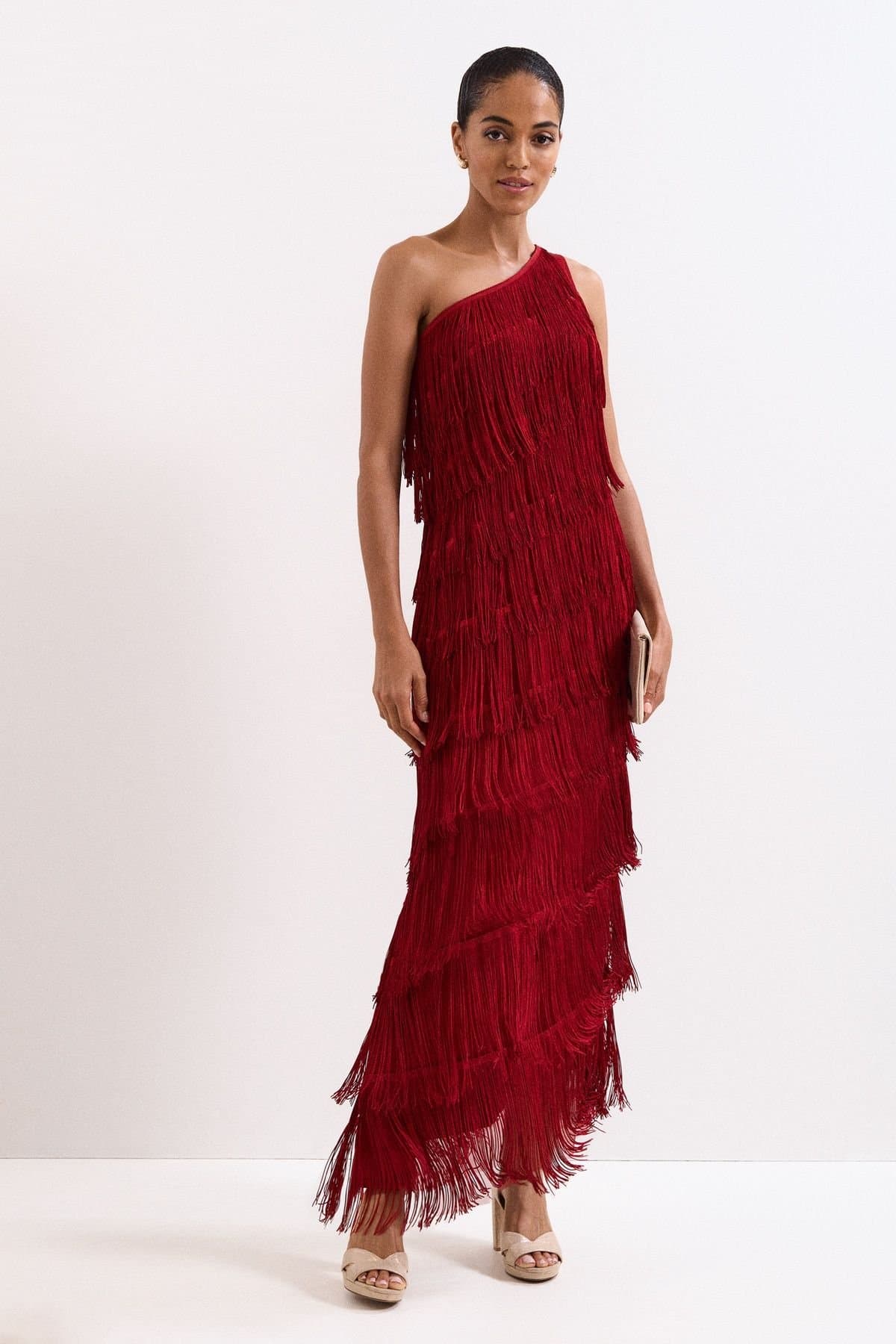 Phase Eight Phase Eight Women's Otto A-Symmetric Neck Maxi Dress in Crimson