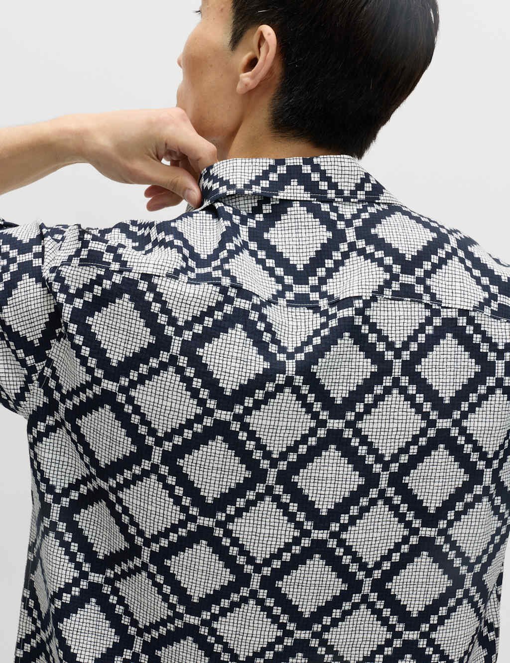 Marks & Spencer M&S Regular Fit Short Sleeve Shirt Blue Mix - 2