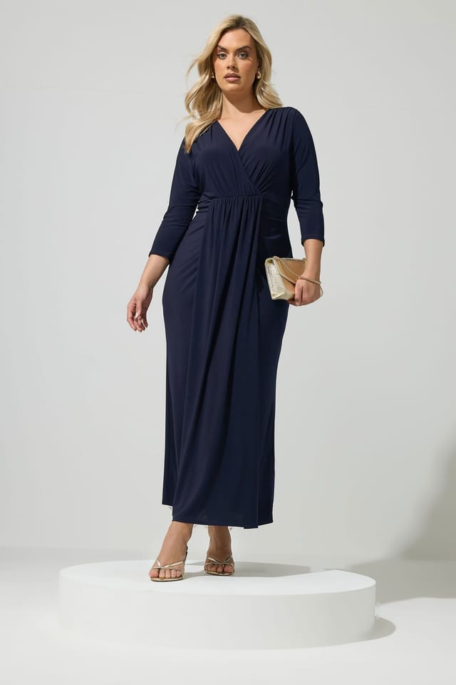 Yours Yours Women's Maxi Drape Dress in Dark Navy - 3