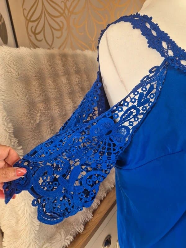 Shein Blue cold shoulder lace crochet  sleeve dress size 20