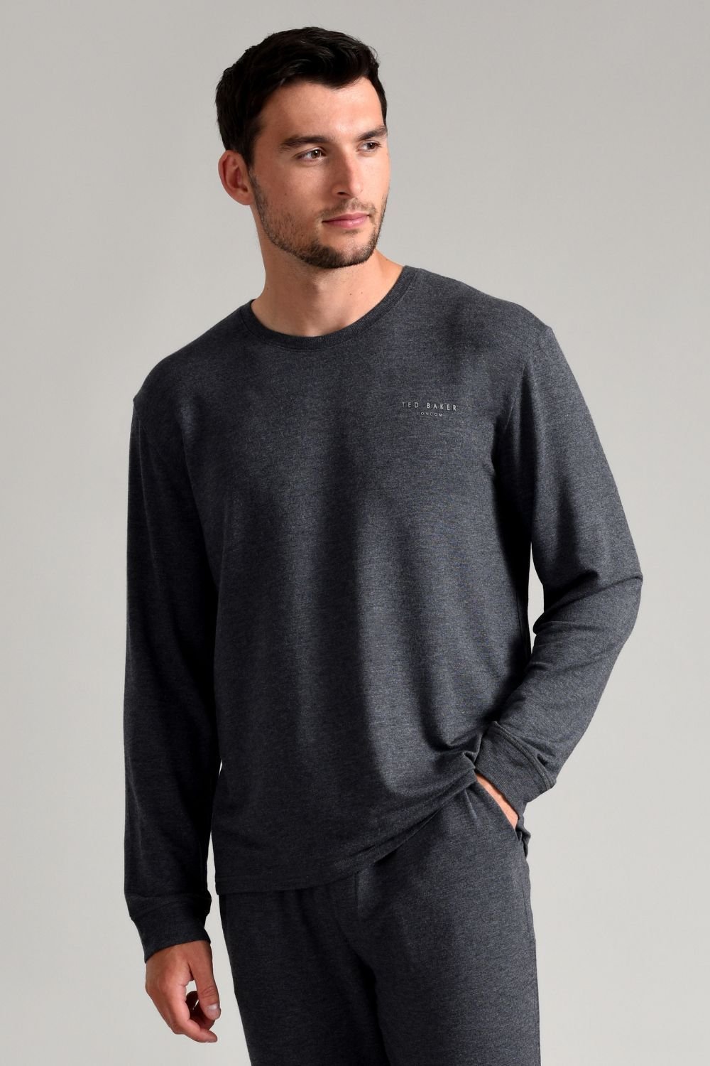 Ted Baker Ted Baker Men's Long Sleeve Luxury Pyjama Top Loungewear T-Shirt in Grey - 3