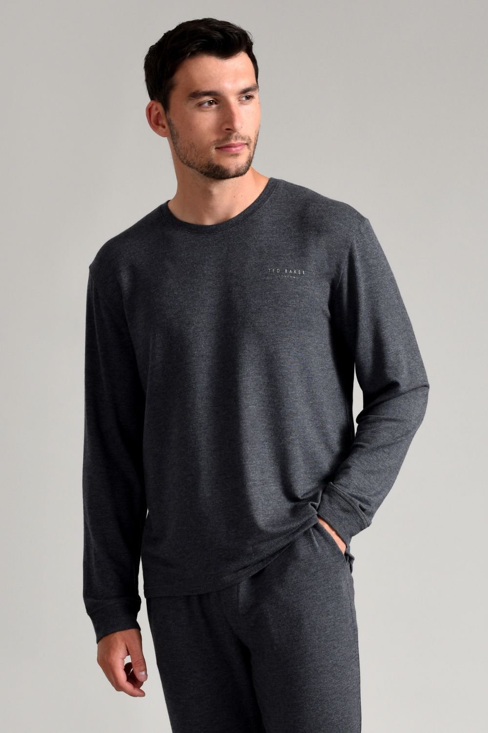 Ted Baker Ted Baker Men's Long Sleeve Luxury Pyjama Top Loungewear T-Shirt in Grey - 4