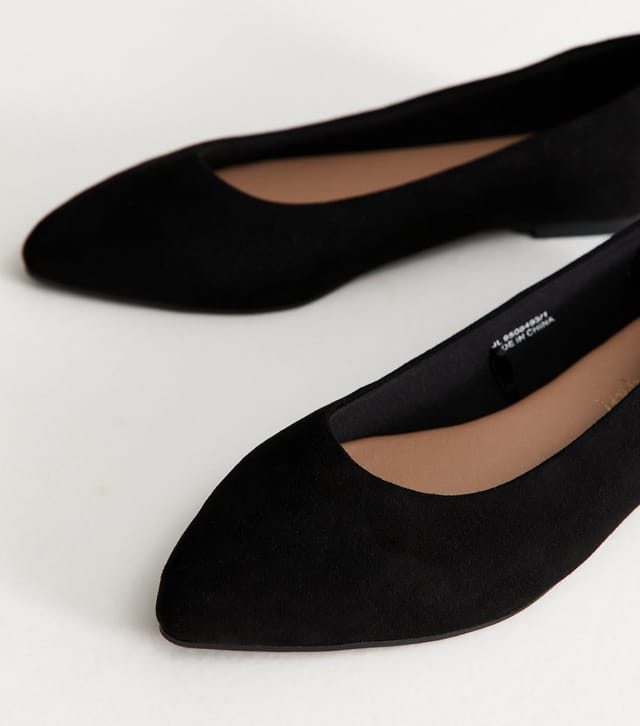 New Look Women's Extra Wide Fit Black Faux Suede Pointed Pumps Vegan New Look - 3