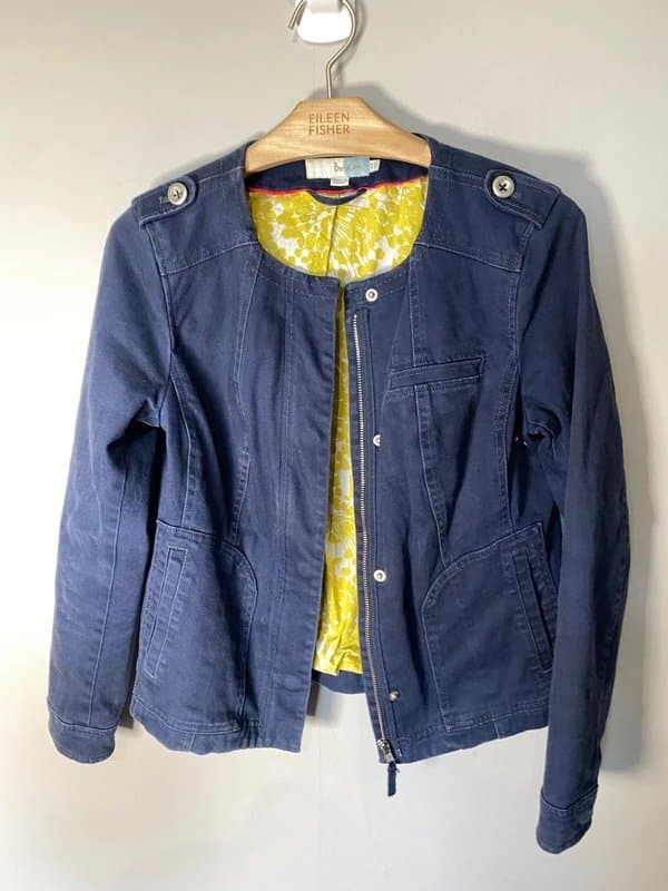Boden Boden fitted blue biker style denim jacket size 8