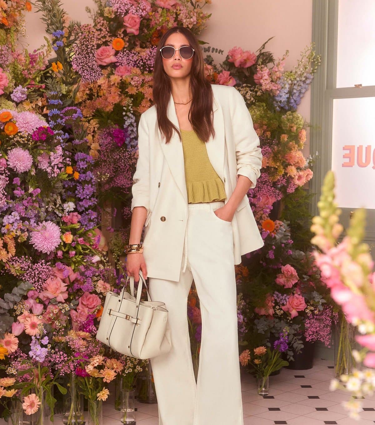 New Look Women's Off White Tie Waist Wide Leg Jeans New Look