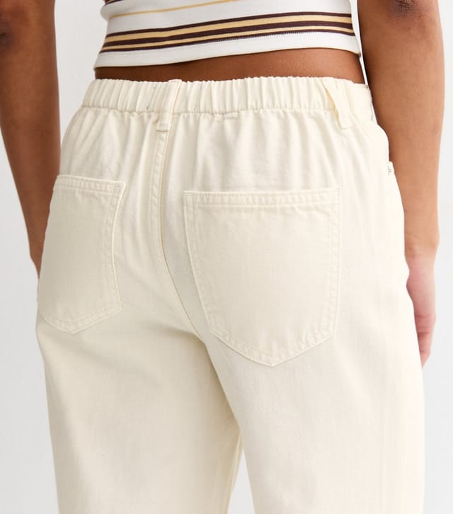 New Look Women's Off White Tie Waist Wide Leg Jeans New Look - 3