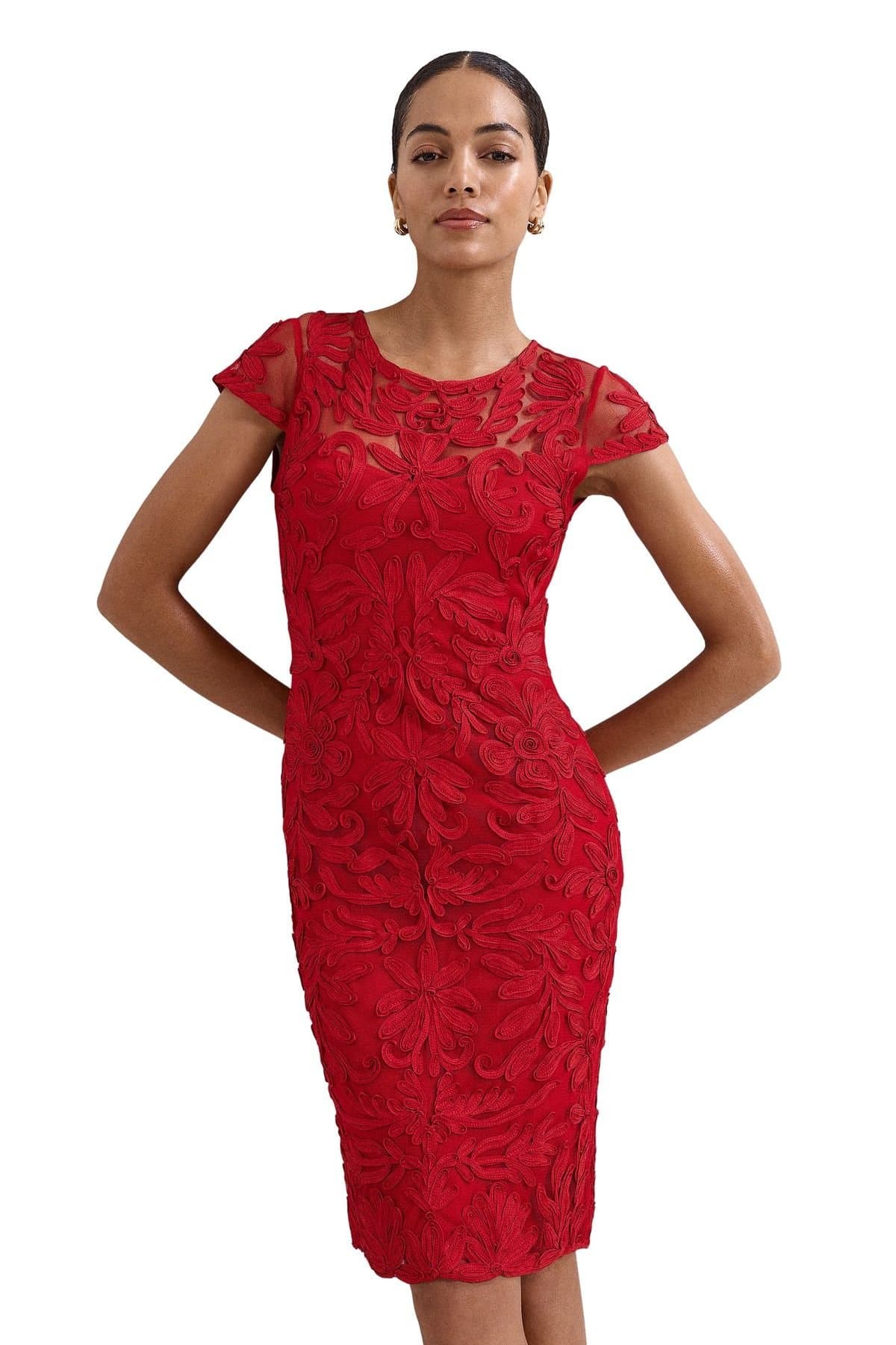 Phase Eight Phase Eight Women's Emmi Tapework Dress in Red
