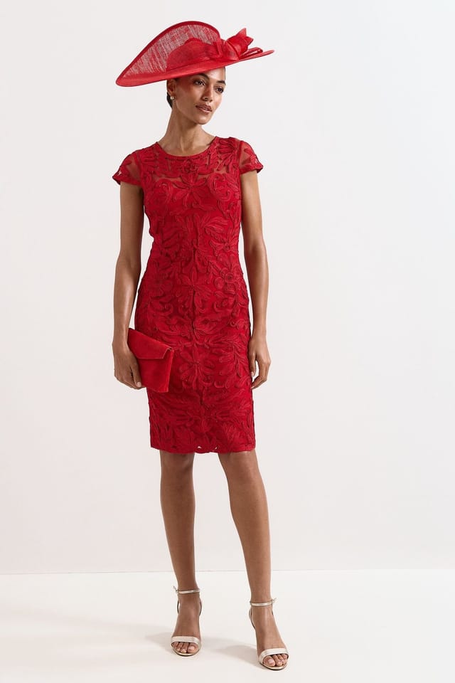 Phase Eight Phase Eight Women's Emmi Tapework Dress in Red - 3
