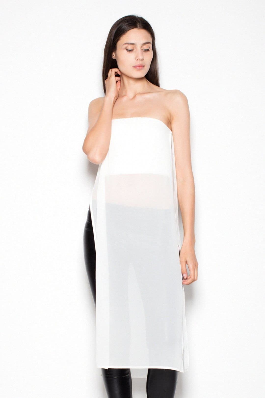 Love Lace Love Lace White Chiffon Strapless Top with Side Indents