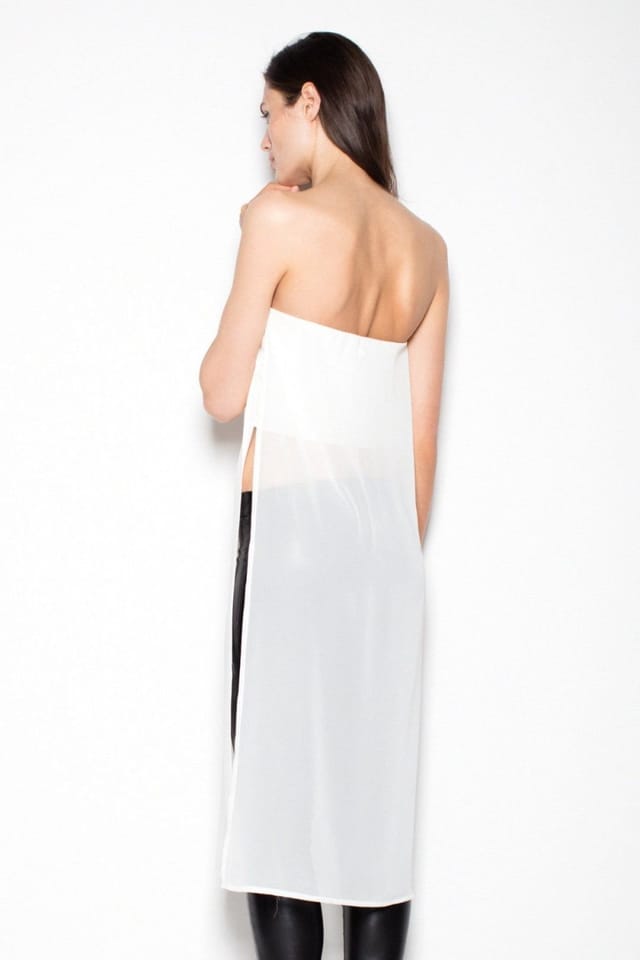 Love Lace Love Lace Women's Extravagant Strapless Chiffon Top Side Indents in White - 3