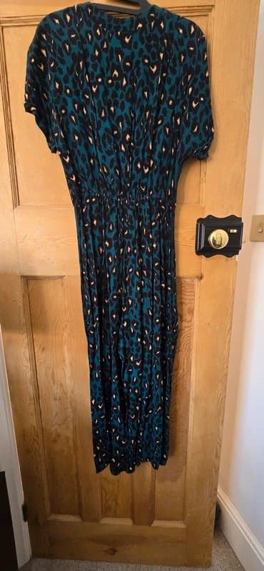 New Look New Look Green Leopard Print Jumpsuit Size 12
