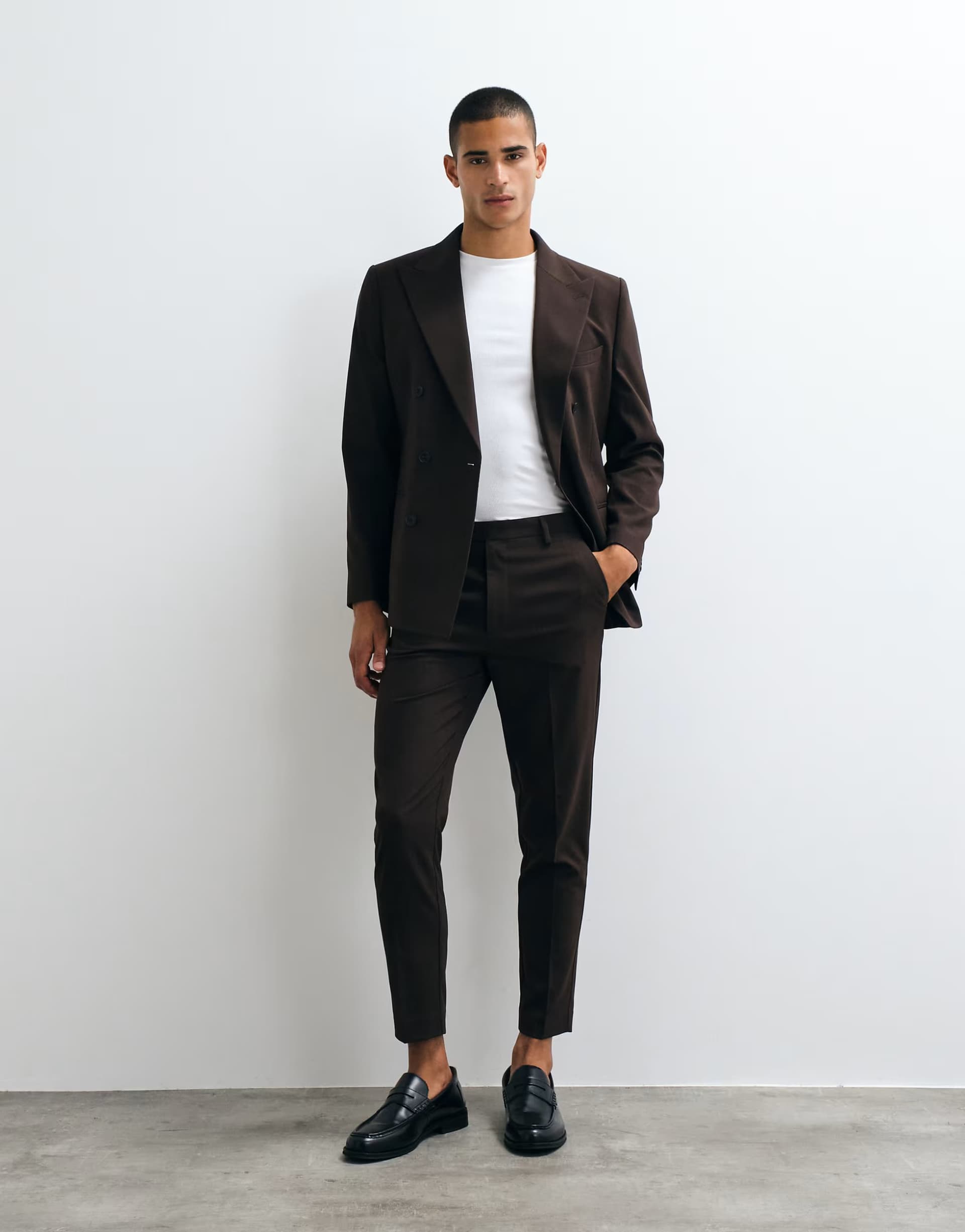 ASOS ASOS DESIGN tapered suit trousers in dark brown