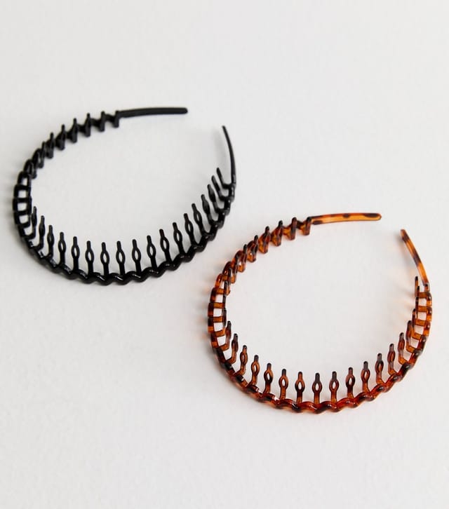 New Look 2 Pack of Black Tortoiseshell Toothcomb Headbands New Look - 2
