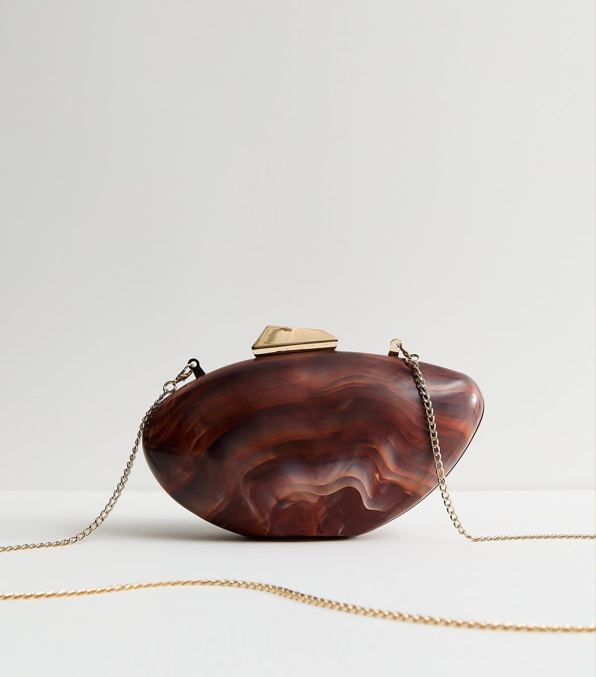 New Look New Look Brown Resin Shell Shape Box Clutch