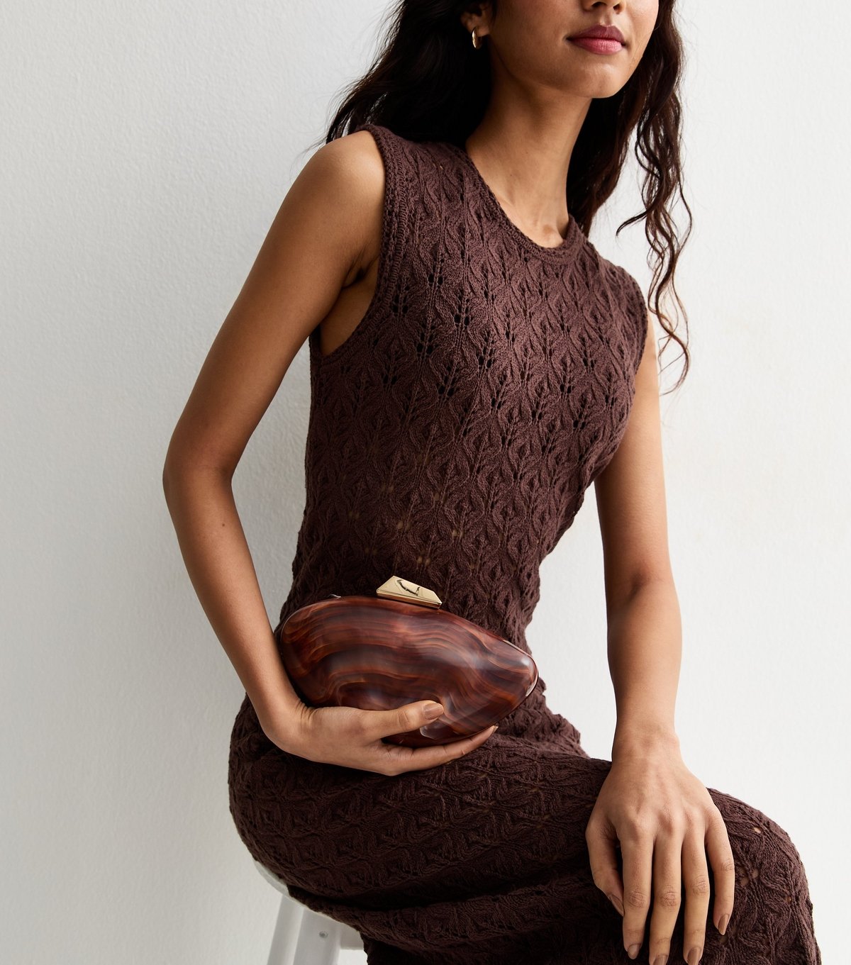 New Look Brown Resin Shell Shape Box Clutch New Look - 2