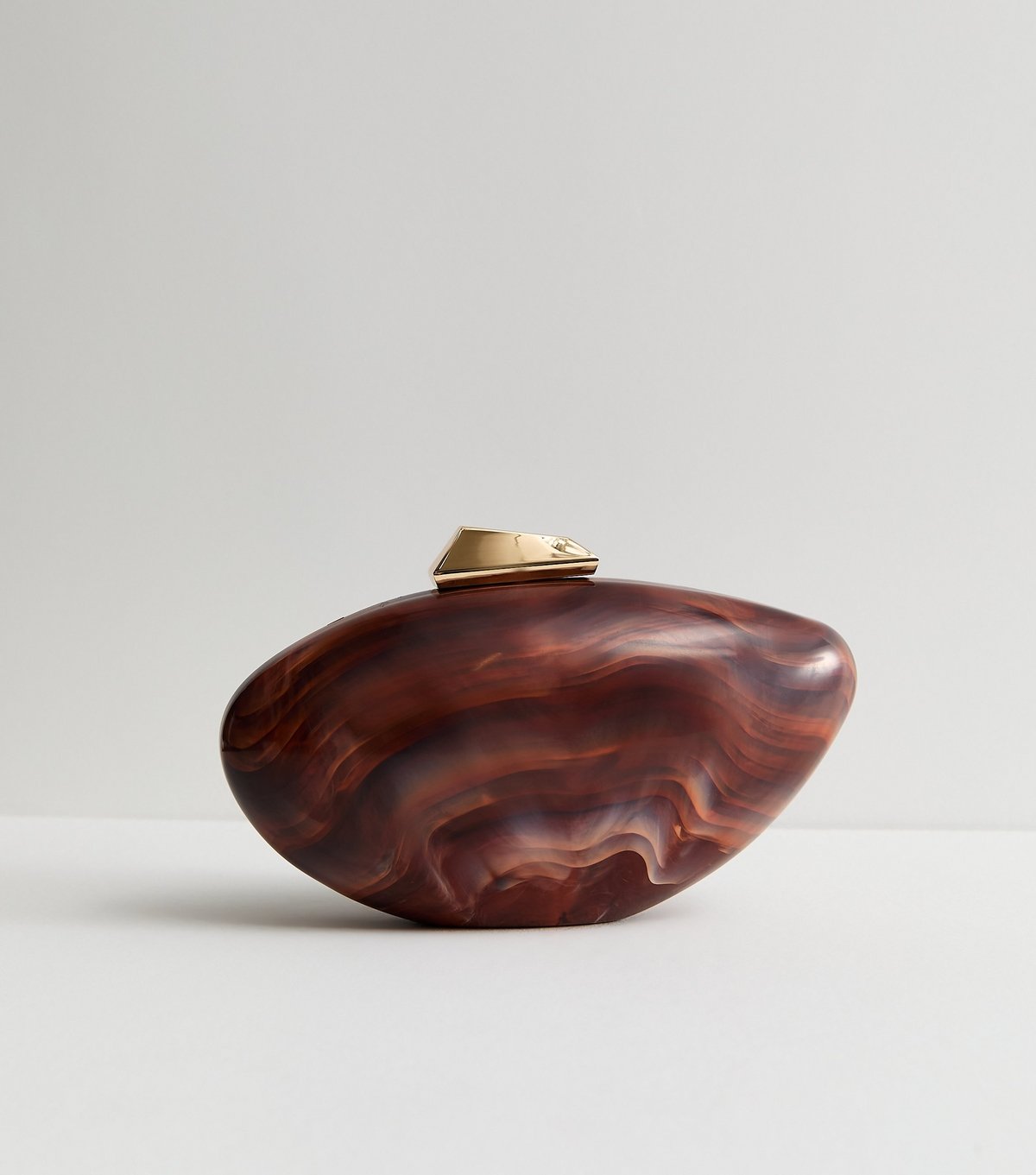 New Look Brown Resin Shell Shape Box Clutch New Look - 4