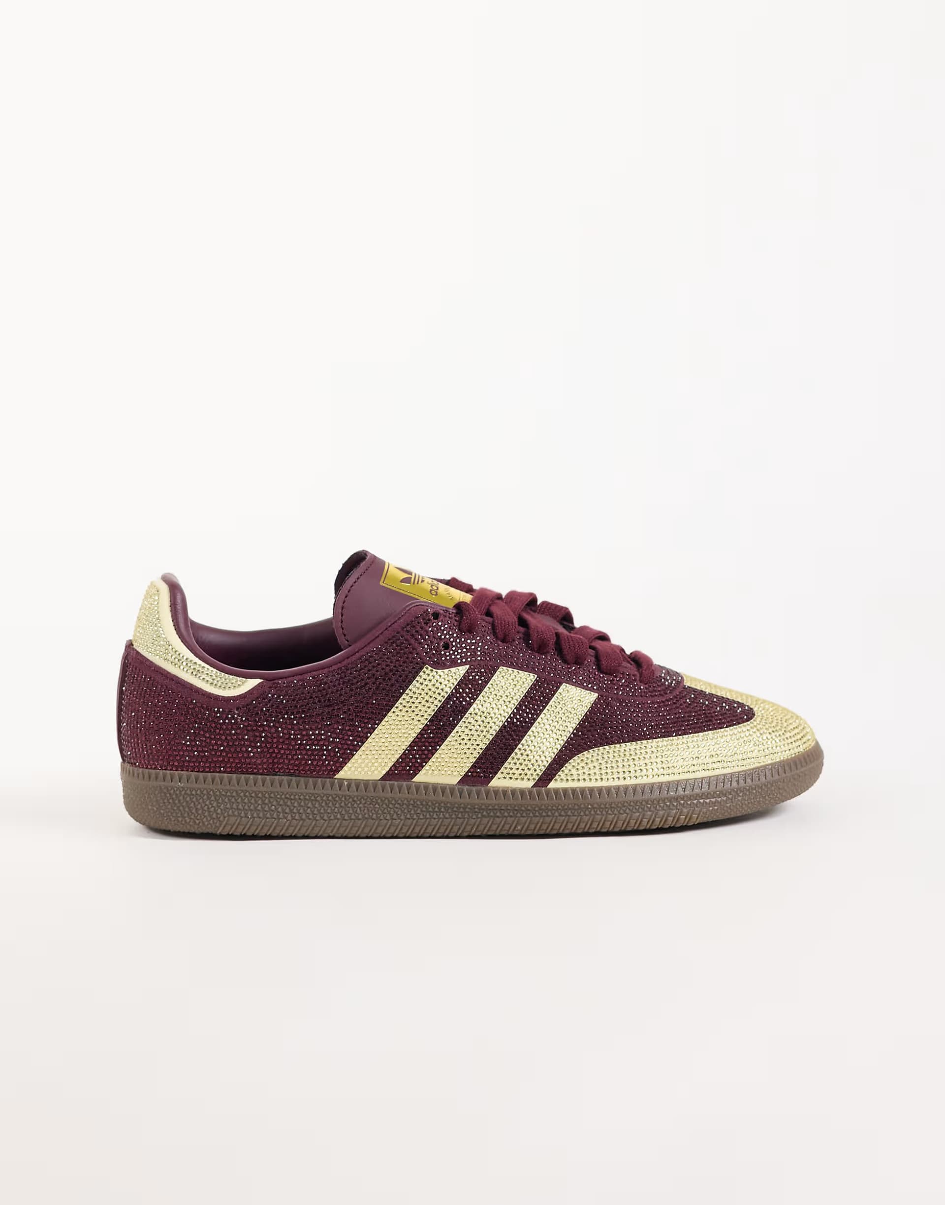 ASOS adidas Originals Samba OG rhinestone trainers in burgundy and cream