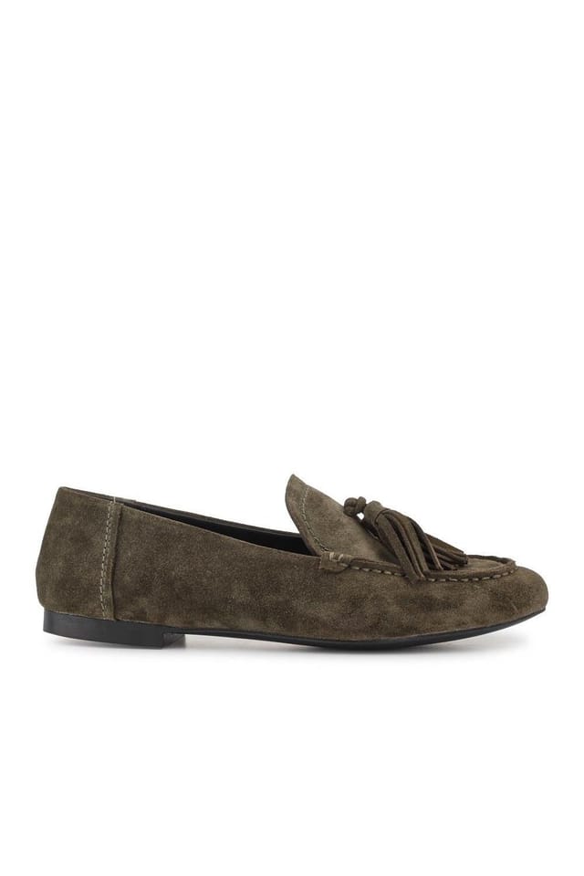 Jones Bootmaker Jones Bootmaker Women's Lucee Tasselled Leather Loafers in Olive - 2