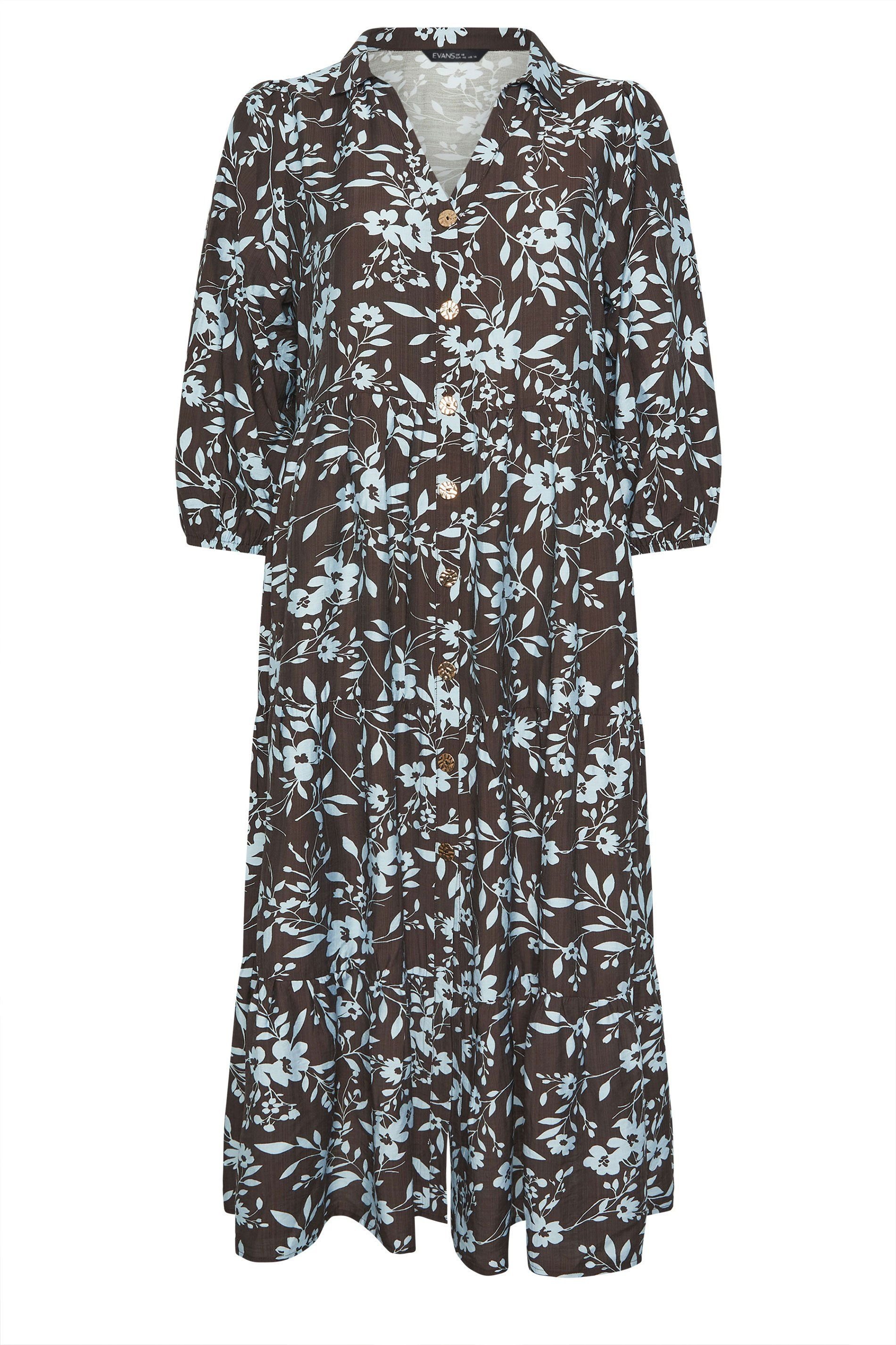 Evans Evans Women's Printed Tiered Maxi Dress in Chocolate - 2