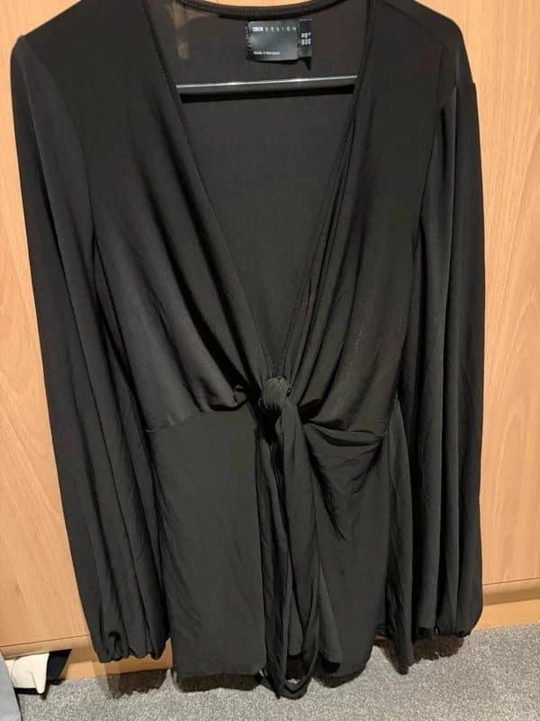 ASOS ASOS design long sleeve black plunge playsuit