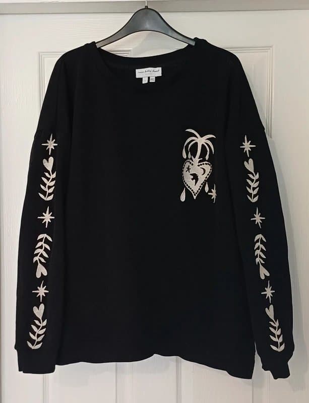 Never Fully Dressed Never Fully Dressed Black Embroidered Print Sweatshirt