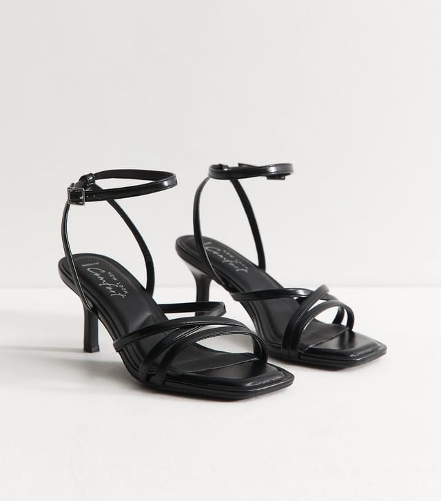 New Look Women's Wide Fit Black Faux Leather Sandals Vegan New Look - 2