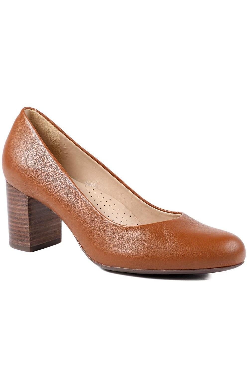 Jones Bootmaker Jones Bootmaker Women's Xantara Leather Block Heel Court Shoes in Tan