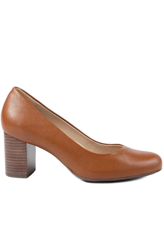 Jones Bootmaker Jones Bootmaker Women's Xantara Leather Block Heel Court Shoes in Tan - 2