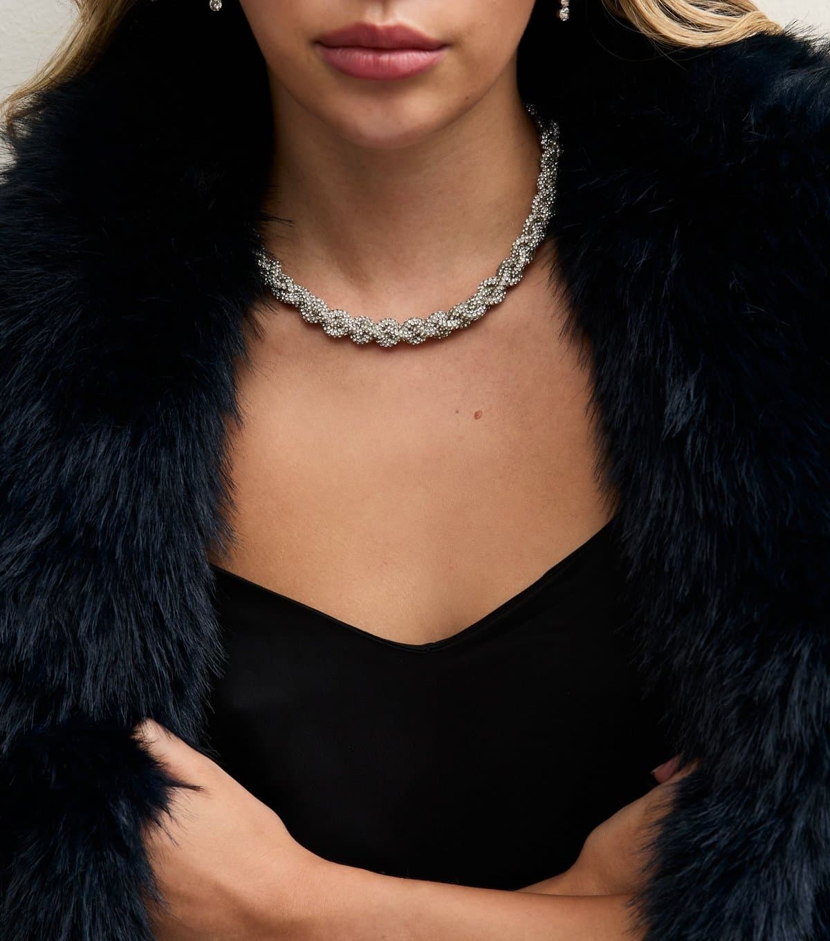 New Look Silver Tone Twist Rope Embellished Necklace New Look