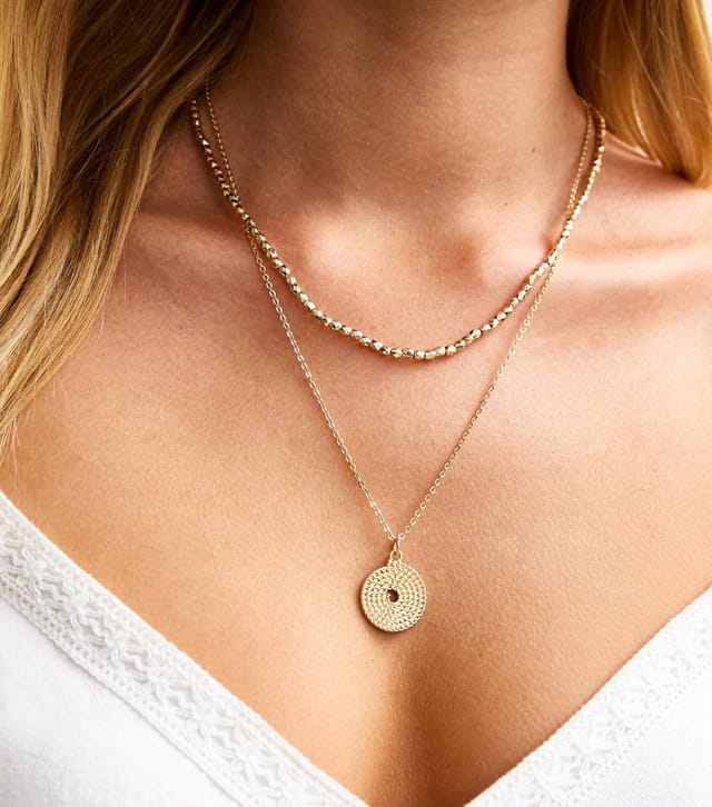 New Look Pack of Two Gold Tone Textured Necklaces New Look - 2