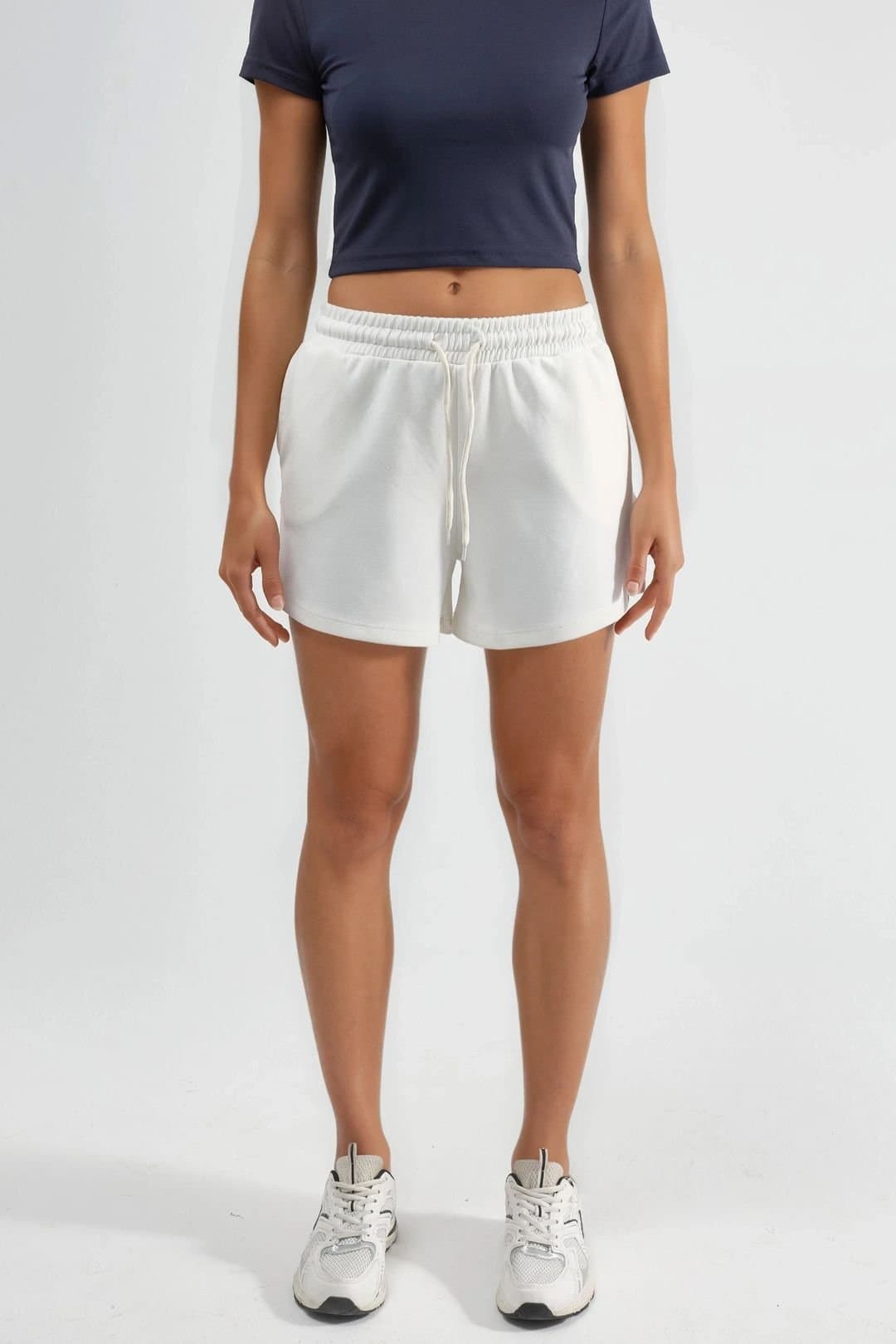 Busem Busem Women's Elastic Waist Modal Shorts with Pockets in White