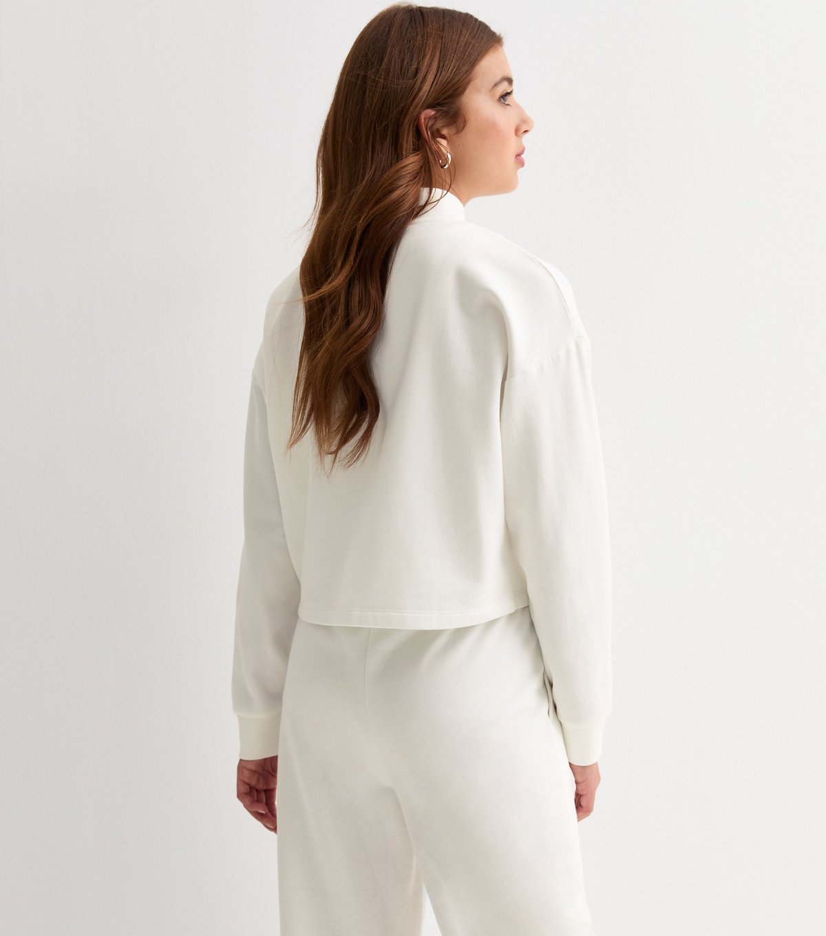 New Look Girls' Off White Cotton Blend Half Zip Sweatshirt New Look - 4