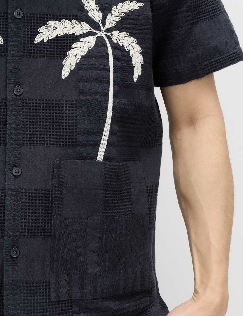 Marks & Spencer M&S Regular Fit Cotton Rich Textured Shirt Navy Mix - 2