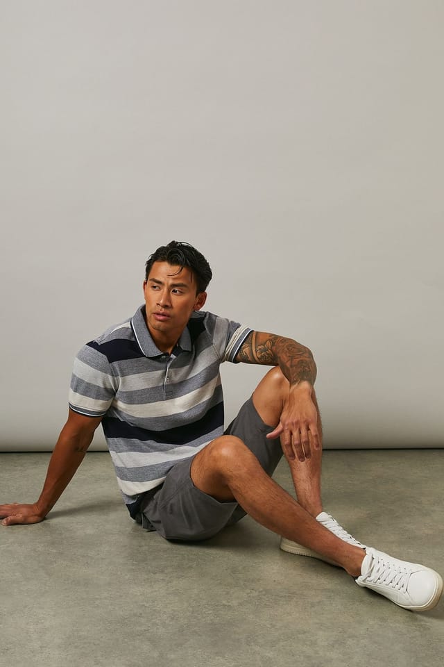 Maine Maine Men's Barbados Stripe Polo Shirt in Ecru - 2