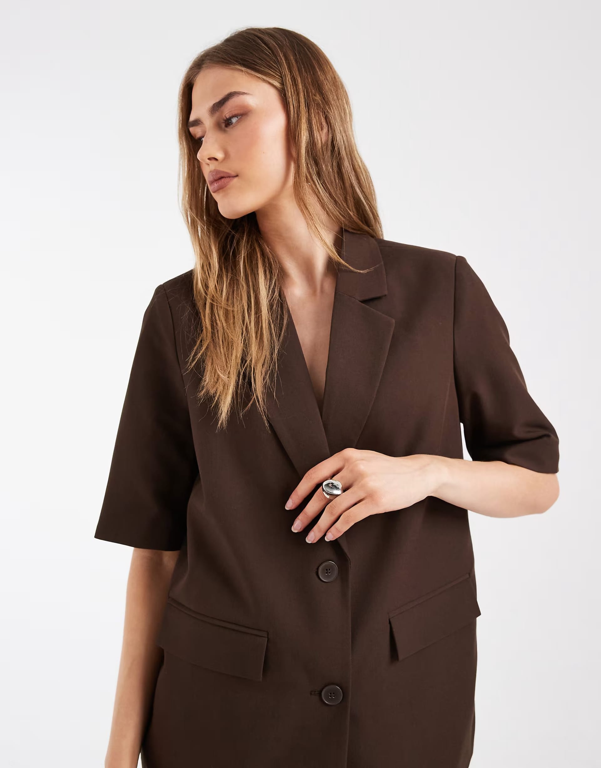 ASOS Chocolate Brown Boxy Tailored Blazer Co-ord