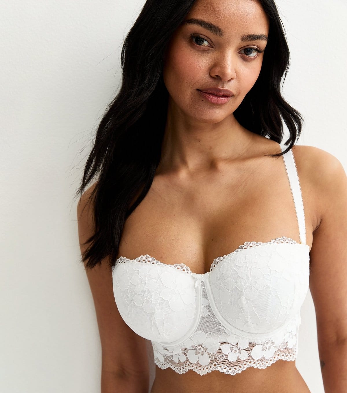 New Look White DD+ Lace Longline Multiway Bra