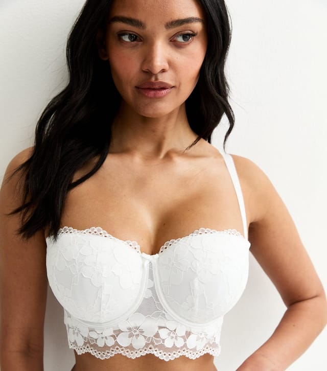 New Look Women's White DD+ Lace Longline Multiway Bra New Look - 3