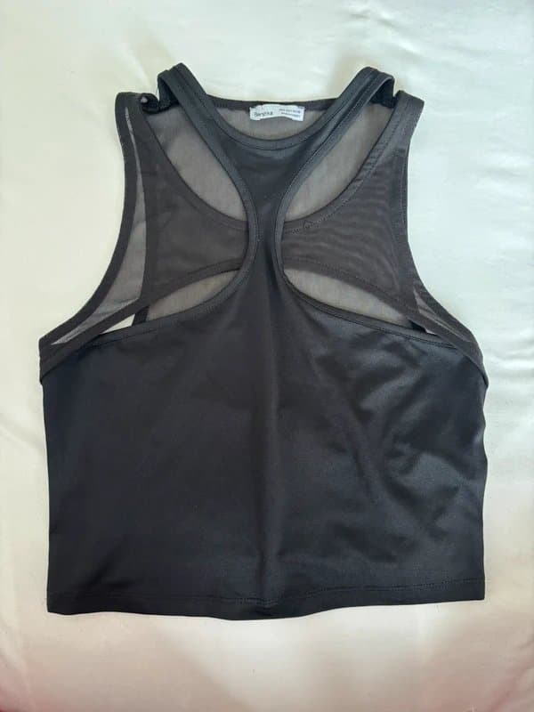 Bershka Bershka black mesh back, black front cropped top, summer holiday vacation party club cocktail