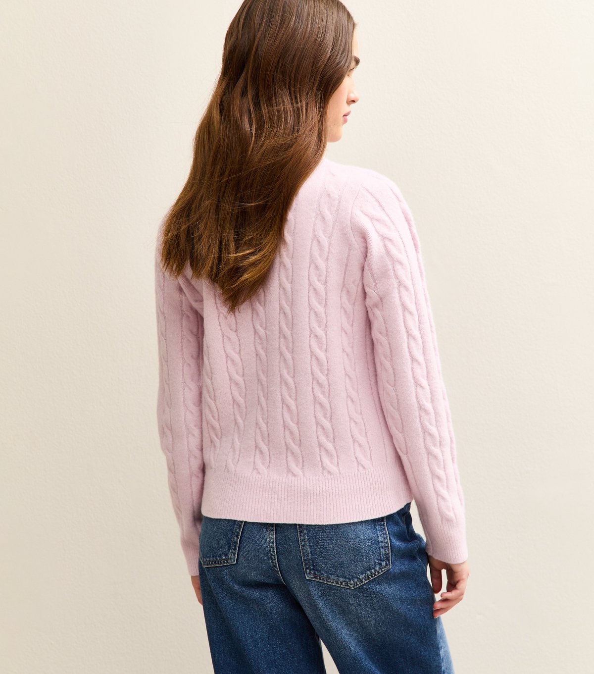 New Look Women's Light Pink Cable Knit Crew Neck Jumper New Look - 4