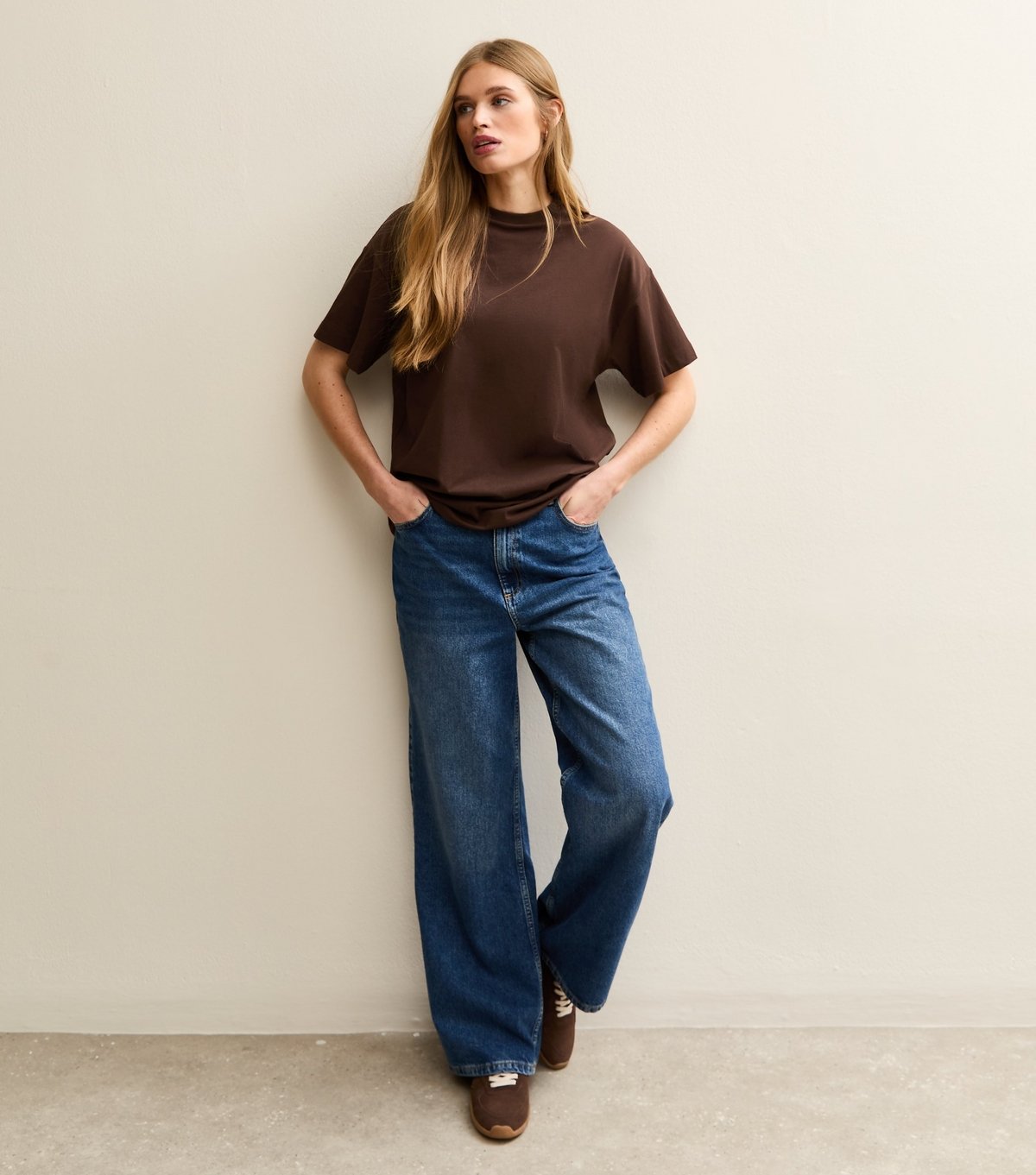 New Look Women's Dark Brown Cotton Oversized T-Shirt New Look - 3