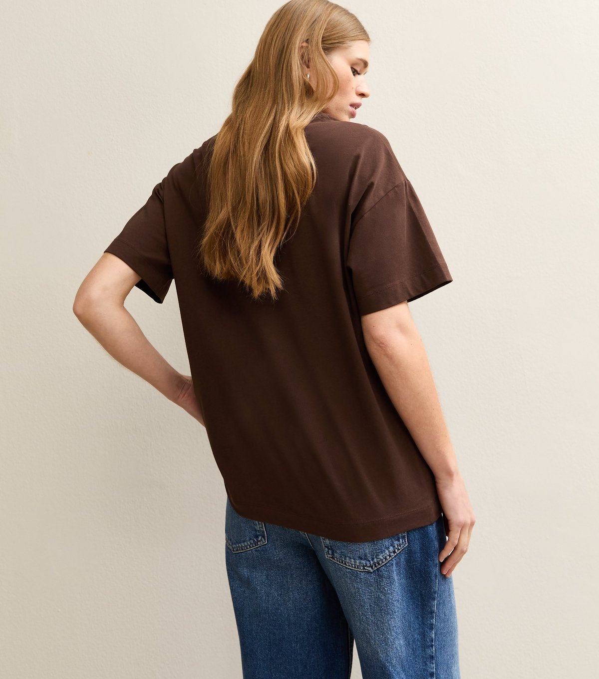 New Look Women's Dark Brown Cotton Oversized T-Shirt New Look - 4